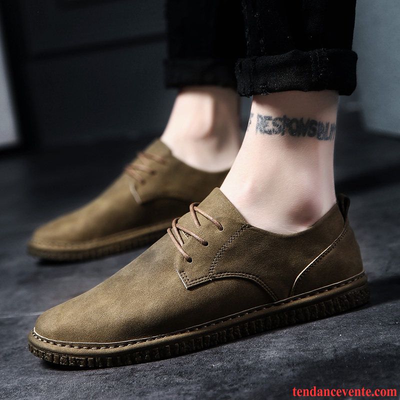 Chaussure Pointu Homme Derbies Étudiant Été Chaussures De Skate Vert Décontractée Tendance Angleterre Tous Les Assortis Homme Crème