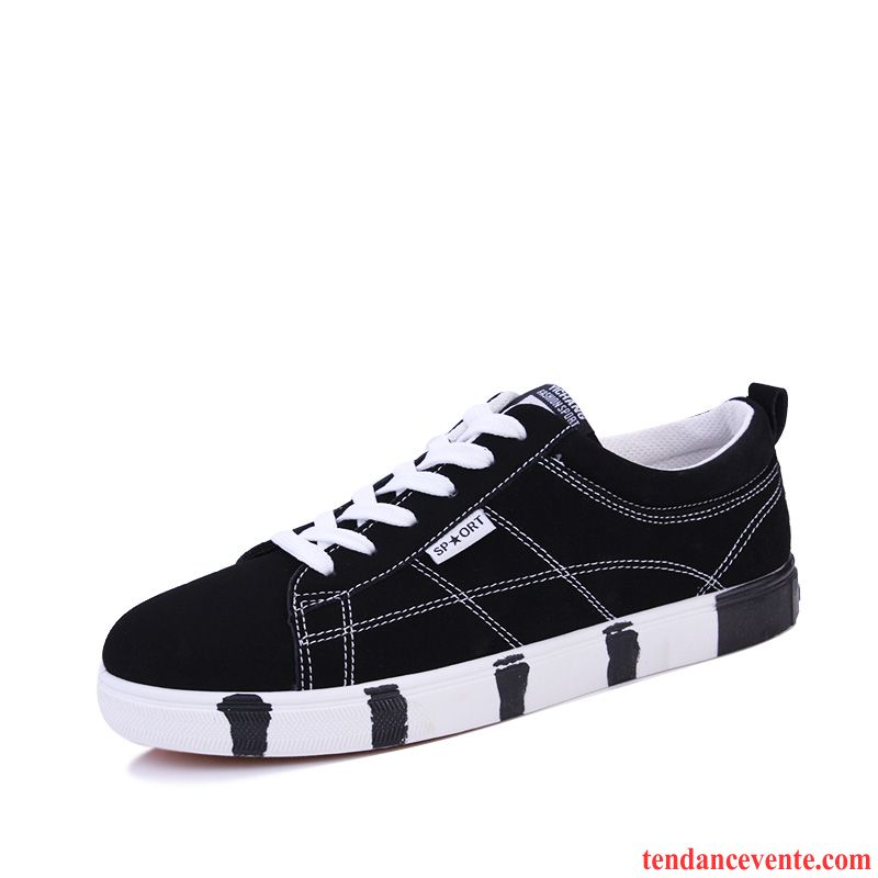 Chaussure Simili Skate Noir Homme Étudiant Tendance Printemps Adolescent Décontractée Sport Homme Tous Les Assortis Plates Azur