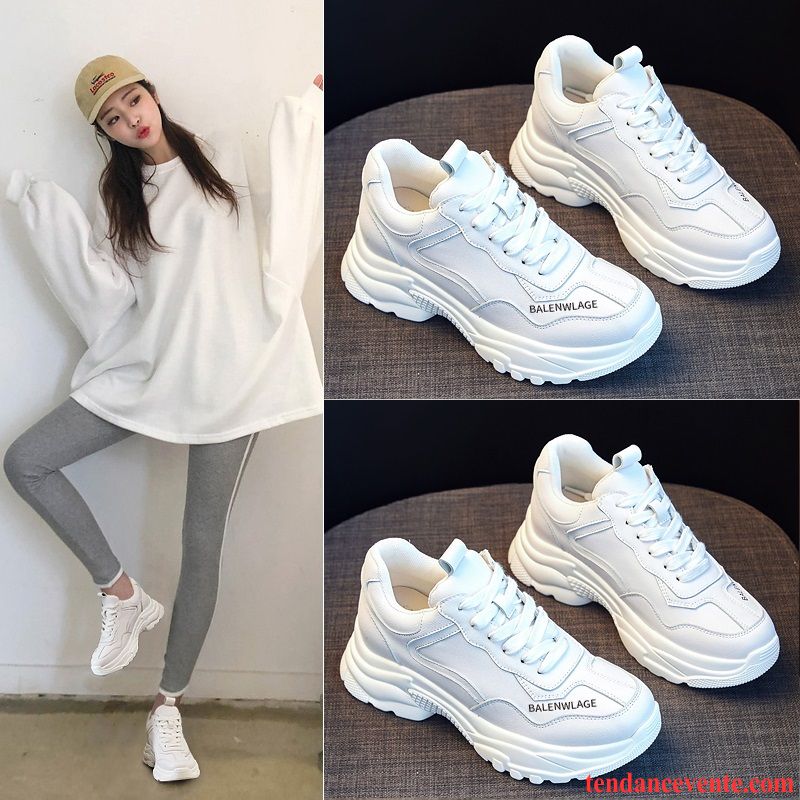 Chaussures De Running Femme Étudiant Sport Tendance Tous Les Assortis Printemps Blanc