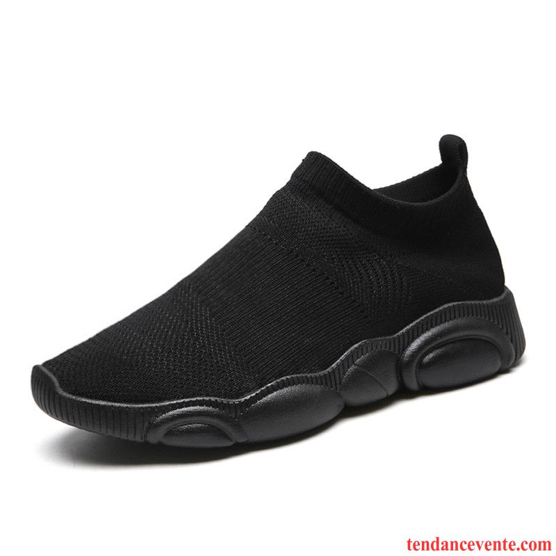 Chaussures De Running Homme Net Décontractée Slip-on Été Tendance Sport Noir