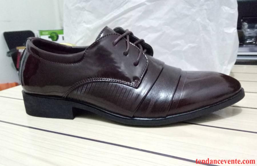 Chaussures Derbies Hommes Marques Pointe Pointue Cuir Verni Décontractée Tendance Noir Entreprise Printemps Angleterre Homme Vente