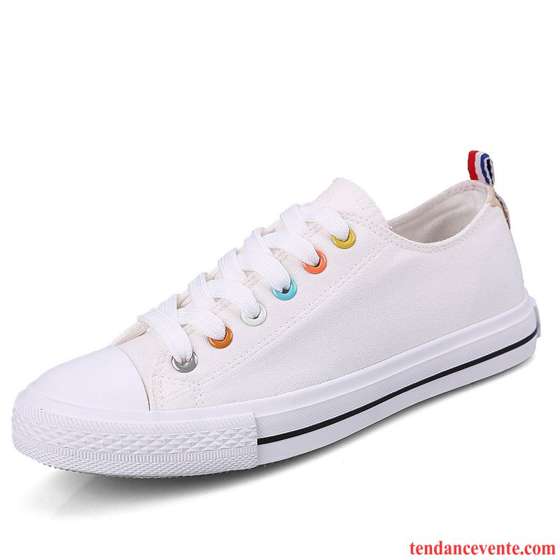 Chaussures Skate Rouge Décontractée Plates Étudiant Chaussures En Tissu Femme Blanc Printemps Tendance Laçage Toile Été Vente