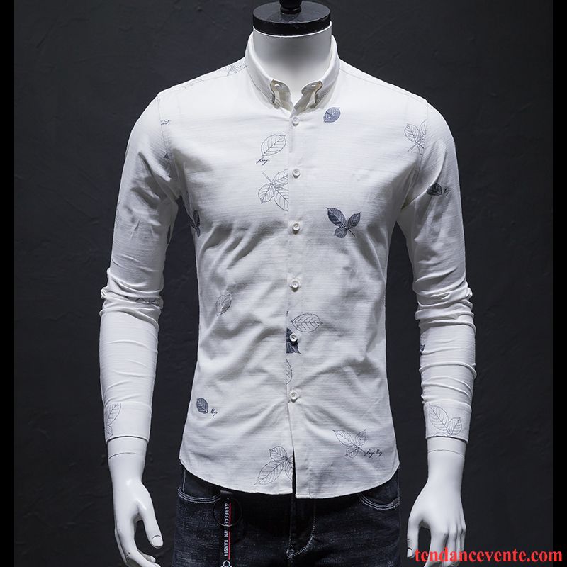 Chemise Homme Tendance Slim L'automne Chemise Rayé Légère Une Veste Bleu Longues Blanc Tendance Printemps Homme Décontractée Cyan