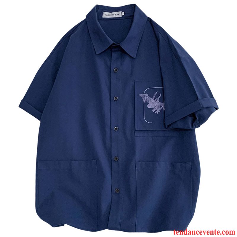 Chemises Homme Une Veste Baggy Courte Beau Bureau Tendance Bleu