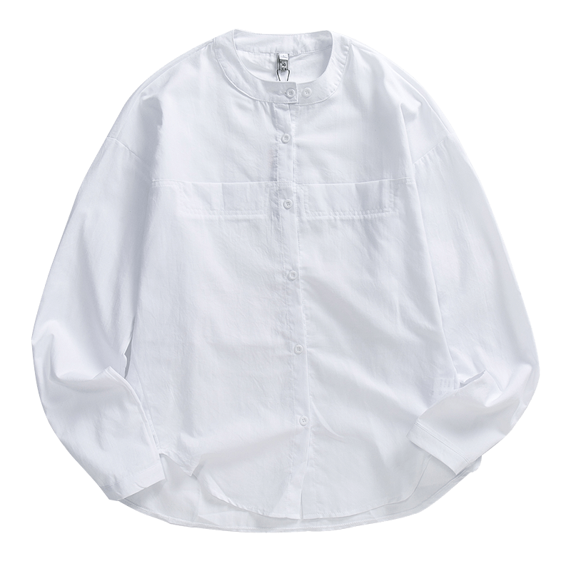 Chemisette Lin Pour Homme Longues Baggy Slim Printemps Tendance L'automne Chemise Étudiant Blanc Homme Littérature Art Col Mandarin Décontractée