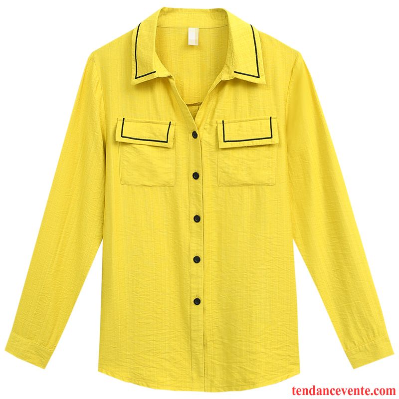 Chemisiers Femme Dame Chemise Tempérament Une Veste L'automne Longues Jaune