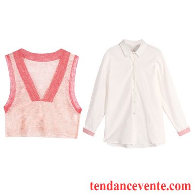 Chemisiers Femme Désign En Maille Une Veste Deux-pièces Printemps Chemise Rose