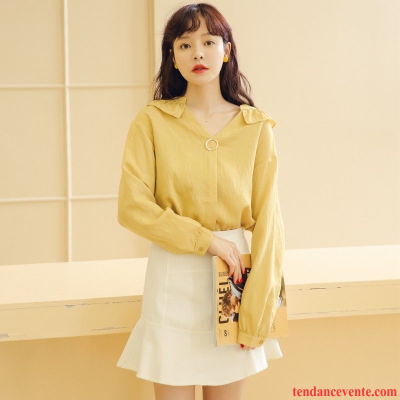 Chemisiers Femme L'automne Une Veste Désign Printemps Longues Chemise Jaune