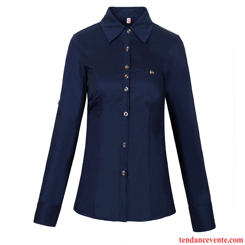 Chemisiers Femme L'automne Une Veste Slim Chemise Printemps Longues Bleu