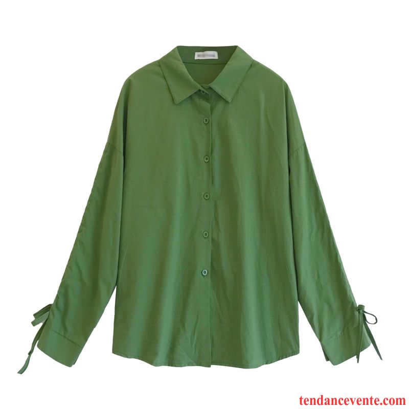 Chemisiers Femme Mince Printemps Baggy Chemise Désign Longues Vert