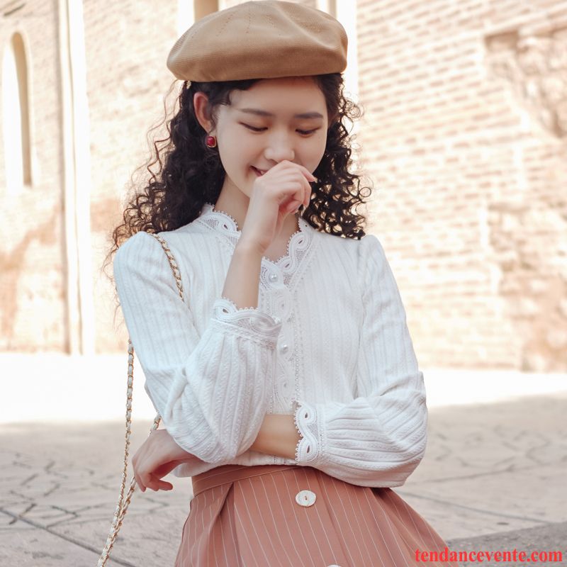 Chemisiers Femme Une Veste Chemise Printemps Désign Tendance Mince Blanc