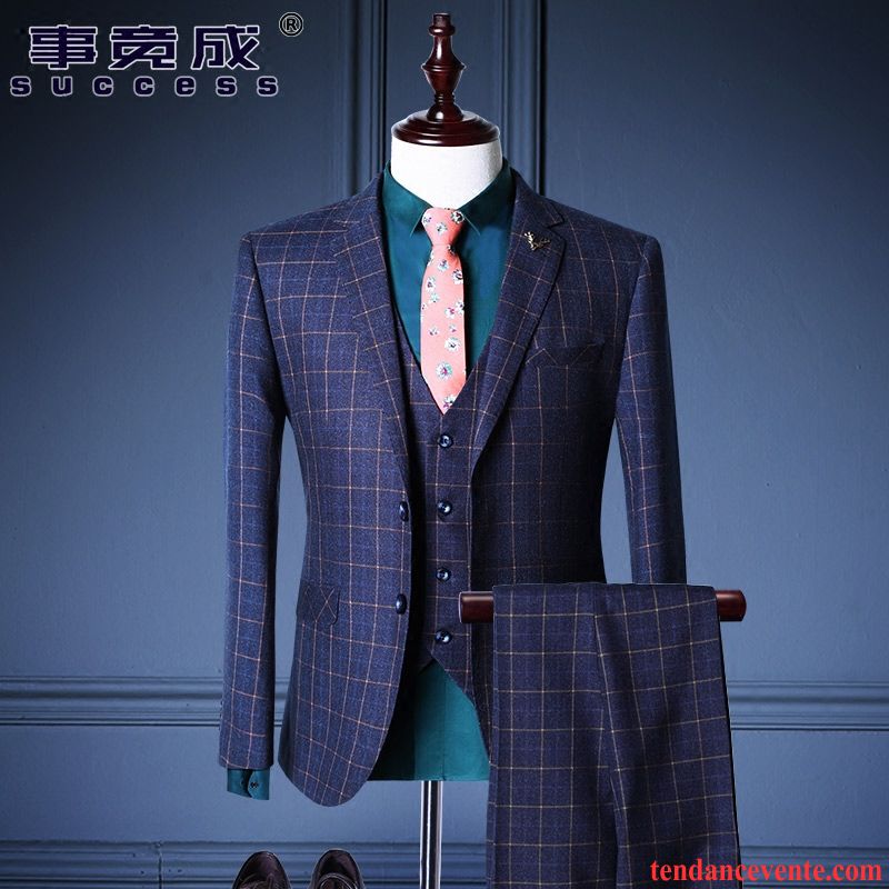 Costume Mariage Homme Original Jeunesse Costume Homme Carreaux Slim Ensemble Mariage Britanique