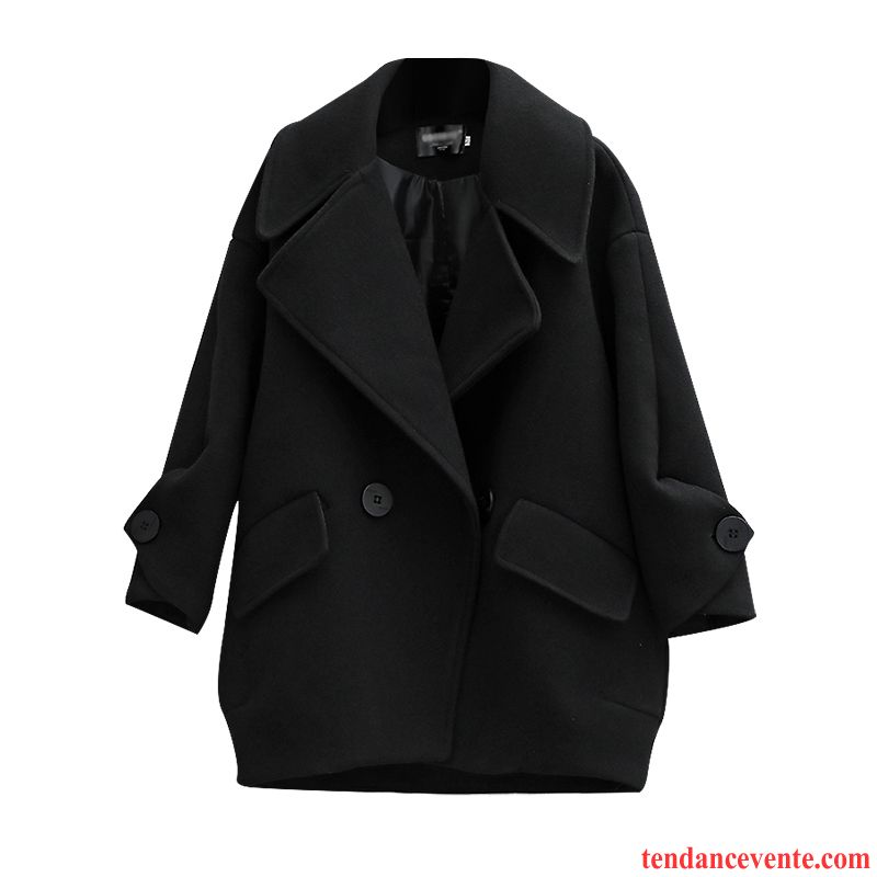 Costumes Blazer Femme Baggy L'automne Hiver De Laine Court Manteau Noir