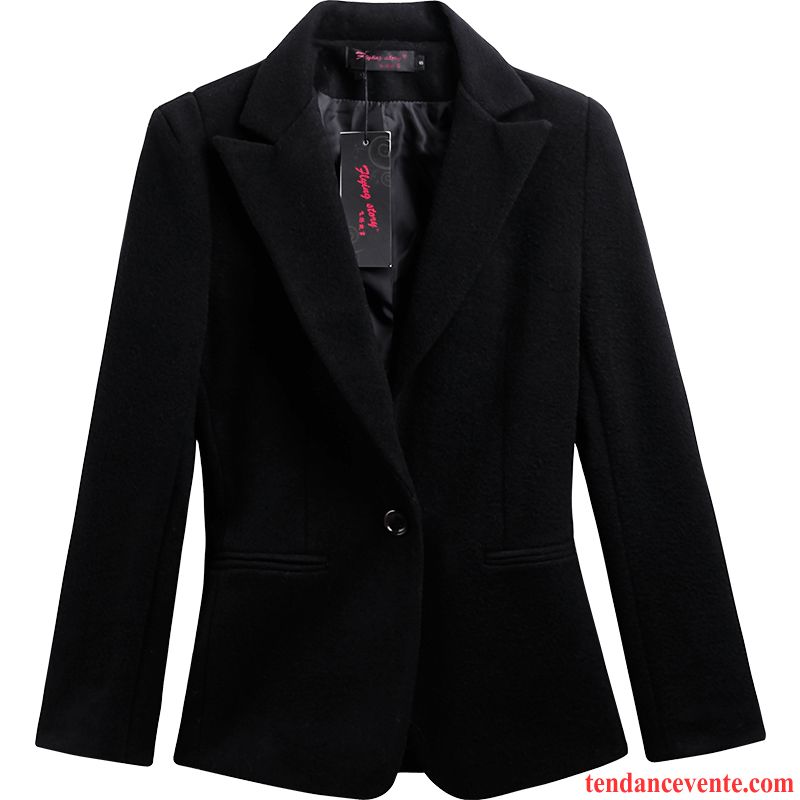 Costumes Blazer Femme Hiver Slim Pardessus Professionnel Renforcé Longue Noir