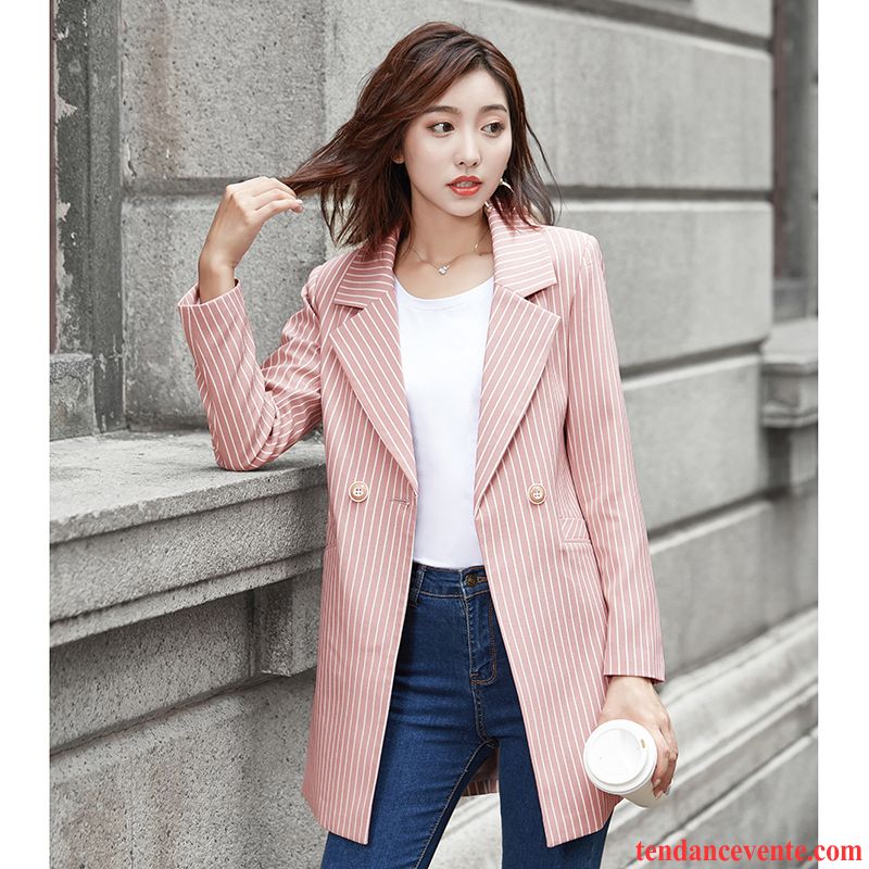 Costumes Blazer Femme Manche Longue Décontractée Vêtements D'hiver Mode Pardessus Rose