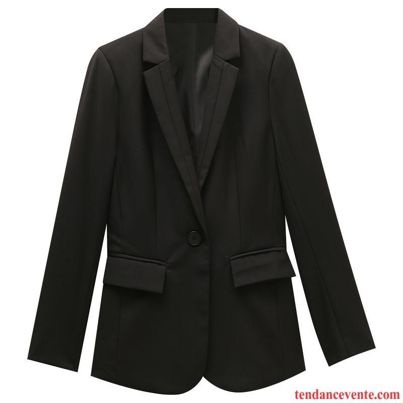 Costumes Blazer Femme Printemps Classique Une Veste Longue Légère Décontractée Noir