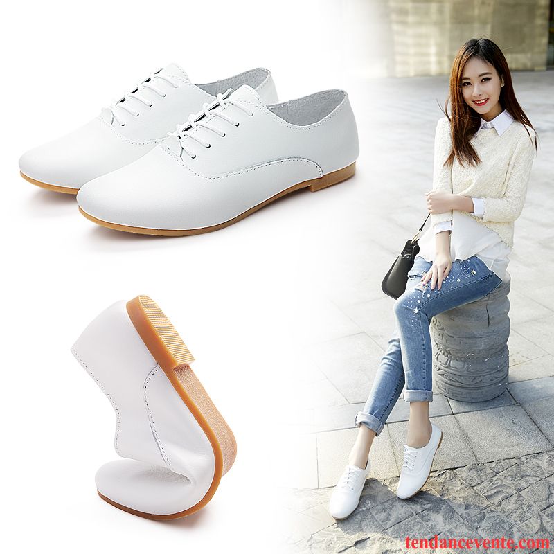 Derbies Femme Plateforme Oxford Plates Tous Les Assortis Printemps Blanc Flats Laçage Décontractée Femme Gris