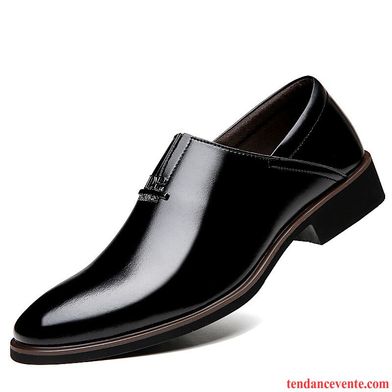 Derbies Homme Angleterre Slip-on Décontractée Printemps Cuir Véritable Jeunesse Noir