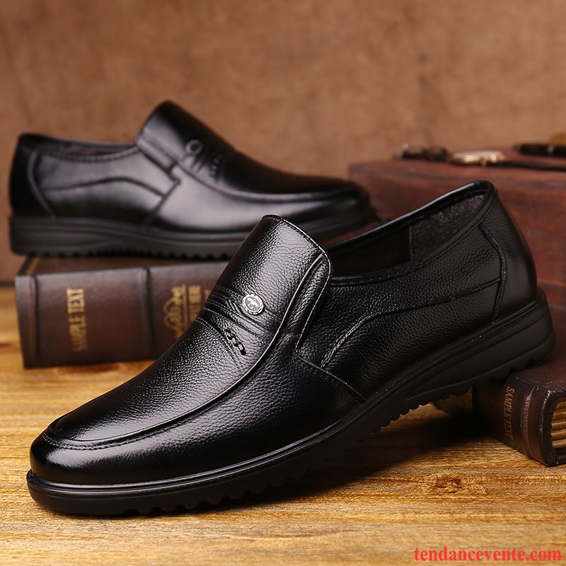 Derbies Homme Antidérapant Cuir Respirant Cuir Véritable Décontractée Été Noir