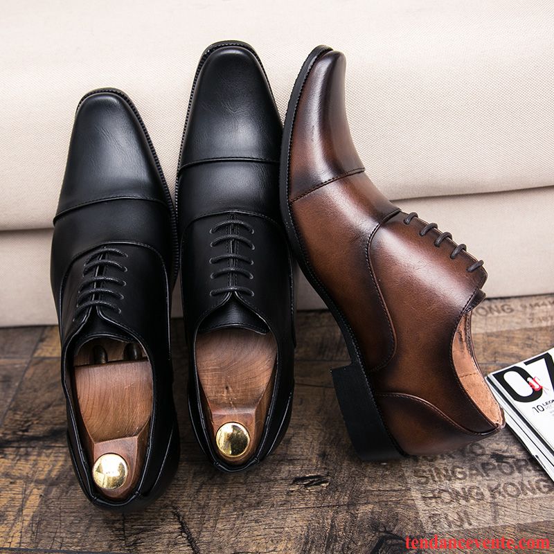 Derbies Homme Augmenté Pointe Pointue Tendance Entreprise Angleterre Décontractée Noir