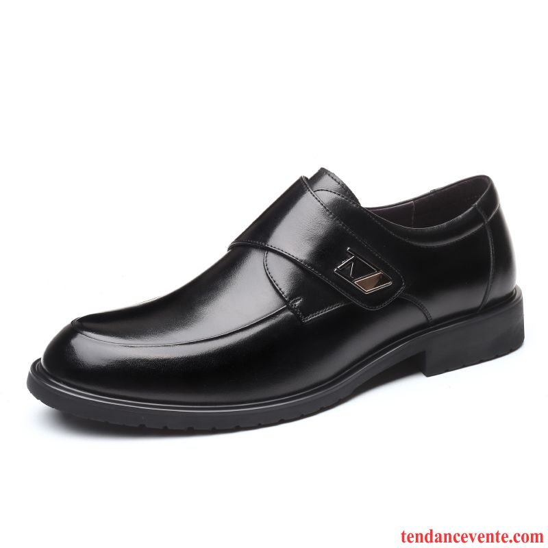 Derbies Homme Bout Rond Entreprise Respirant Tendance Décontractée Cuir Véritable Noir