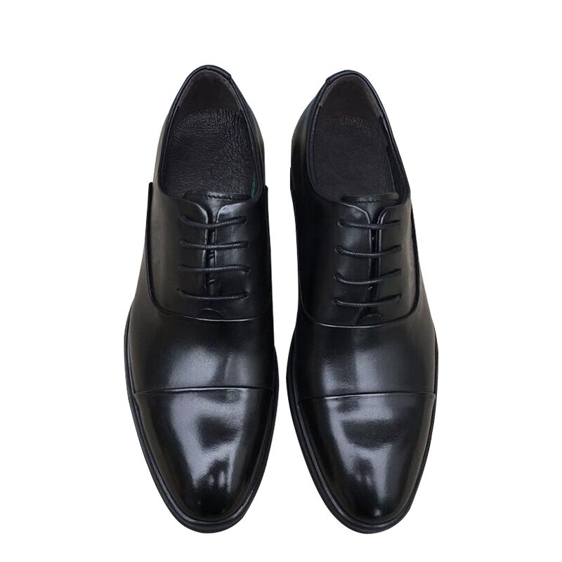 Derbies Homme Cuir Entreprise Cuir Véritable Pointe Pointue Angleterre L'automne Noir