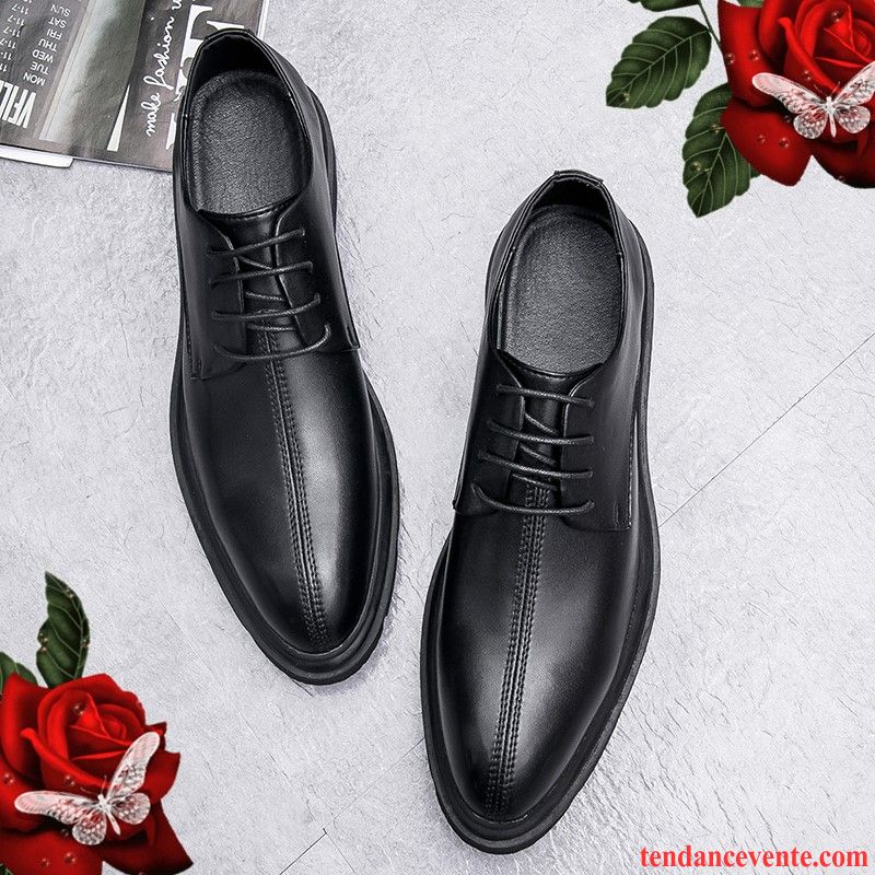 Derbies Homme Cuir Véritable Tendance Entreprise Angleterre Augmenté Hiver Noir