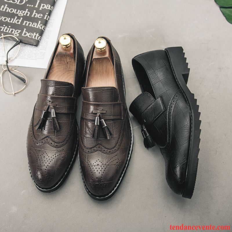 Derbies Homme Décontractée Mocassins Entreprise Paresseux Slip-on Respirant Noir