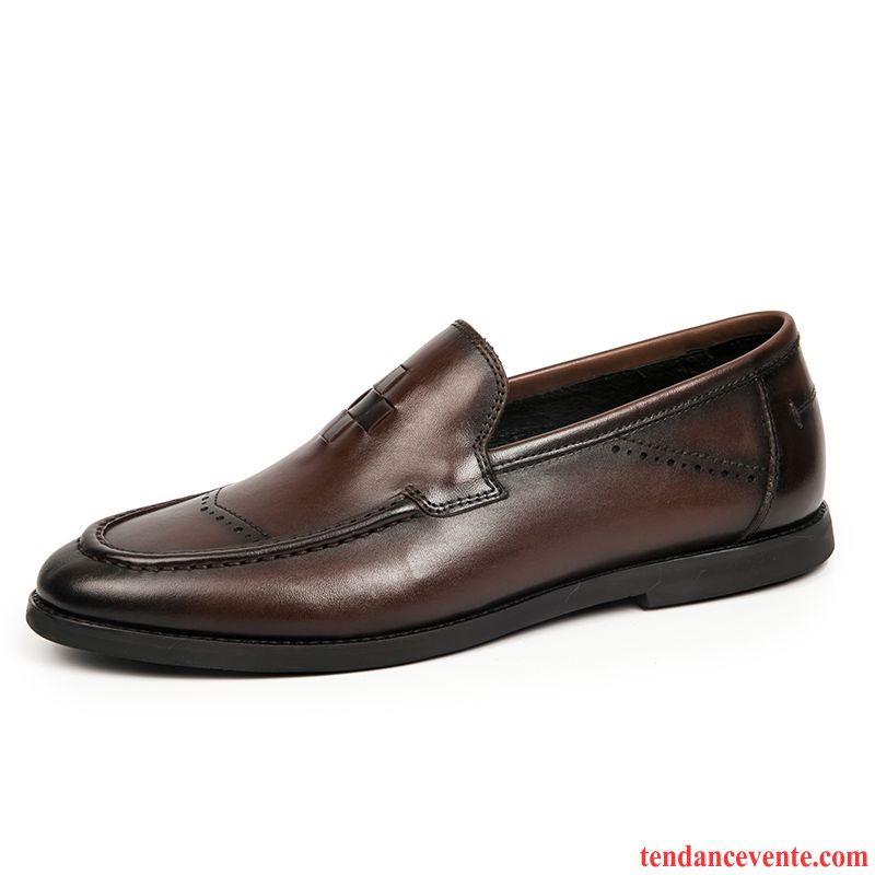 Derbies Homme Décontractée Mocassins Tendance Cuir Véritable Tous Les Assortis Marron