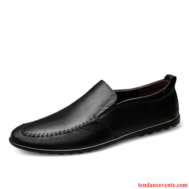 Derbies Homme En Cuir Cuir Véritable Angleterre Respirant Tendance Tous Les Assortis Noir