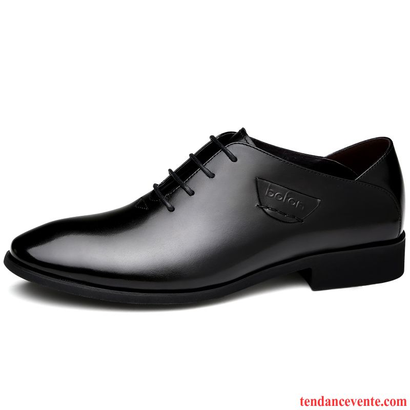 Derbies Homme Entreprise Semelle Doux Chaussures De Mariage Angleterre Cuir Véritable Printemps Noir