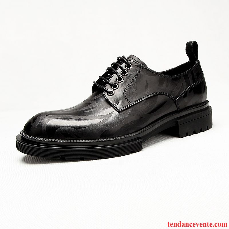 Derbies Homme Gros Angleterre Chaussures De Mariage Cuir Véritable Augmenté Mode Noir