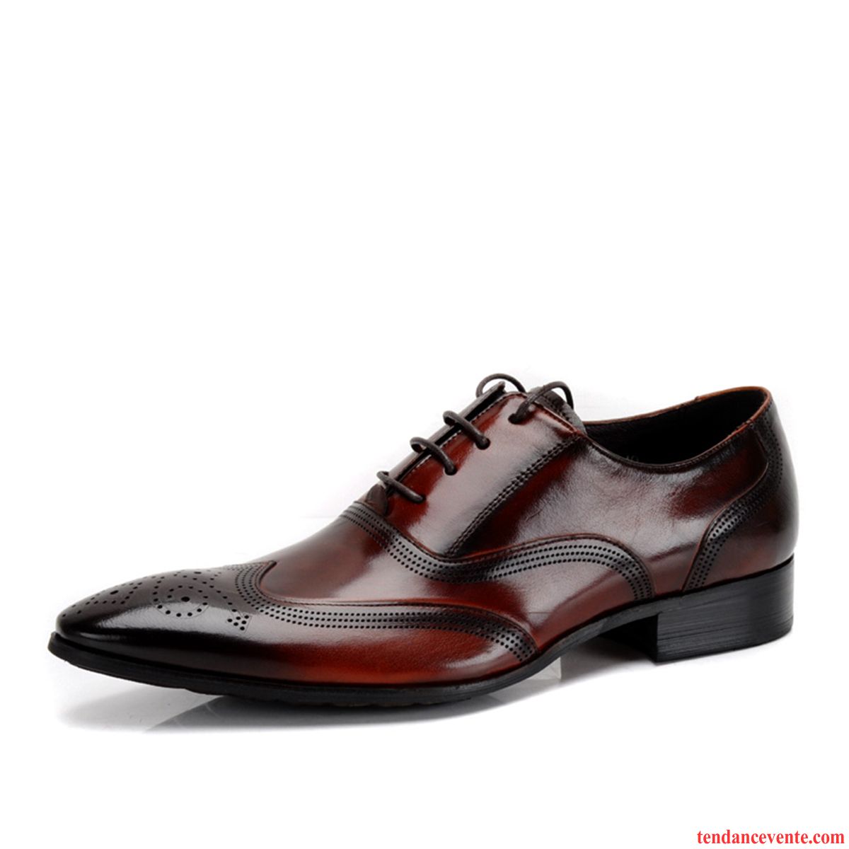 Derbies Homme Pointe Pointue Entreprise Angleterre Respirant Dessus Cuir Tendance Bordeaux