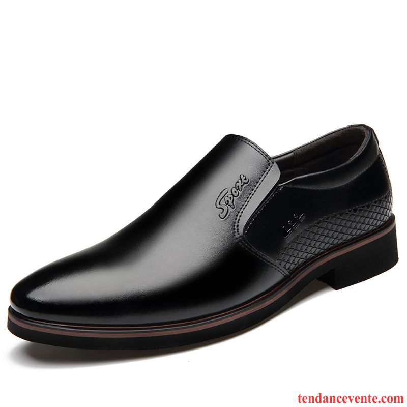 Derbies Homme Printemps Slip-on Entreprise Cuir Véritable Noir