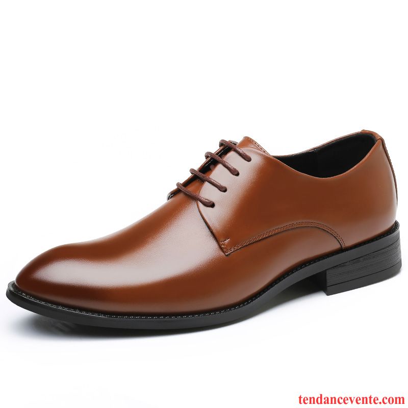 Derbies Homme Professionnel Chaussures De Mariage Angleterre Entreprise Tendance Pointe Pointue Brun