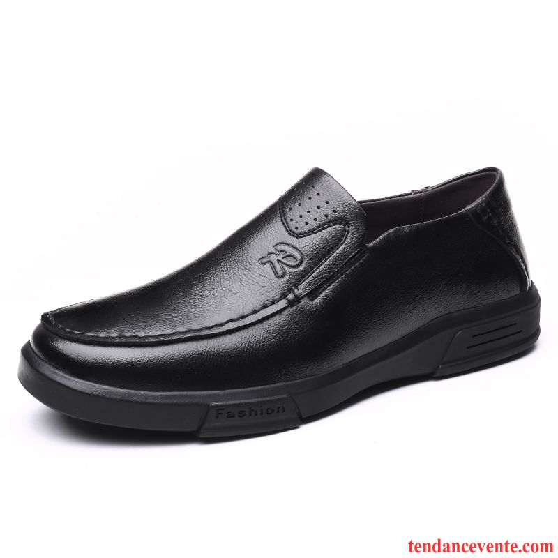 Derbies Homme Slip-on Printemps Paresseux Chaussures De Conduite Tendance Tous Les Assortis Noir