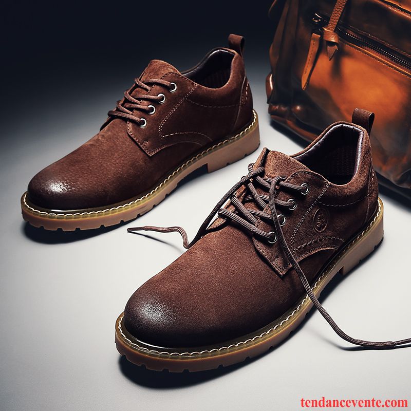 Derbies Homme Tendance Cuir Véritable Chaussures De Travail Taillissime Angleterre Gros Brun