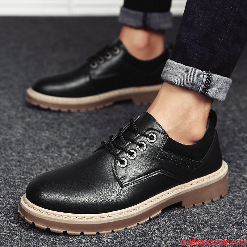 Derbies Homme Tendance Imperméable Angleterre Entreprise Tous Les Assortis Chaussures De Travail Noir