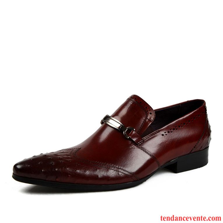 Derbies Homme Tendance Pointe Pointue Angleterre Printemps Taillissime Cuir Véritable Bordeaux