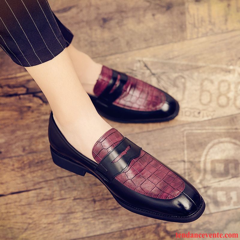 Derbies Homme Tendance Tous Les Assortis Mariée Paresseux Slip-on Décontractée Noir Rouge