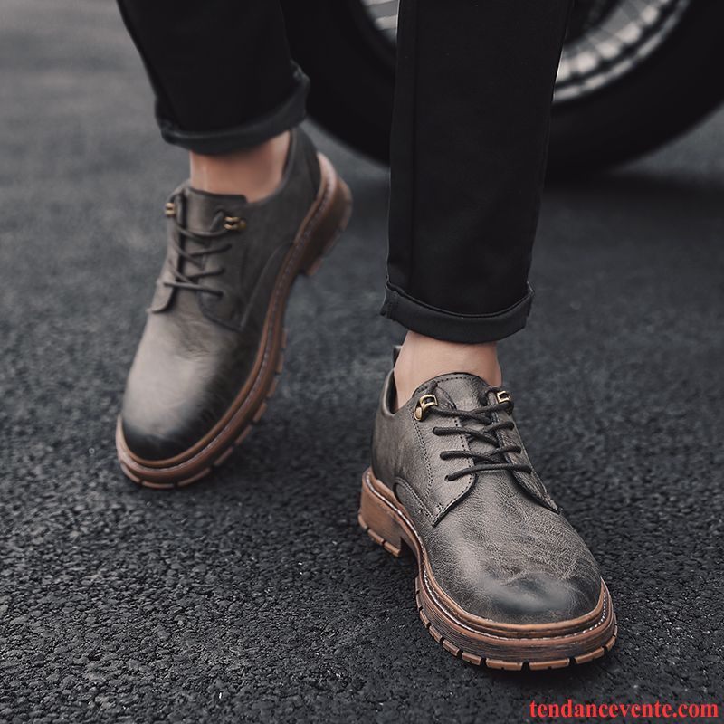 Derbies Homme Tous Les Assortis Tendance Bureau Respirant Bottes Martin Décontractée Gris