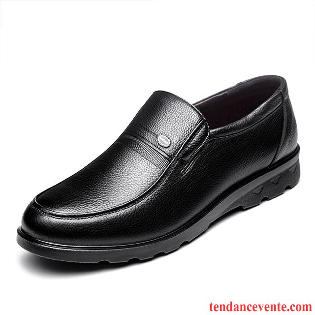 Derbies Noires En Cuir Semelle Doux Printemps Antidérapant Taillissime Décontractée Homme Cuir Véritable Blé Pas Cher