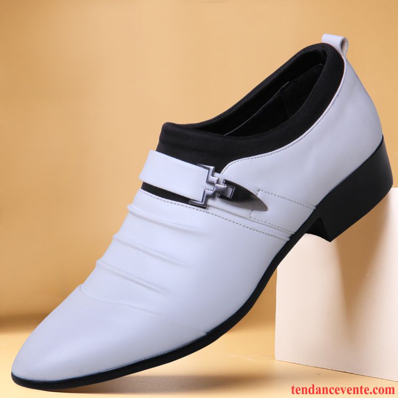 Derbies Pas Cher Homme Cuir Pointe Pointue Homme Angleterre Décontractée En Cuir Jeunesse Printemps Entreprise Blanc