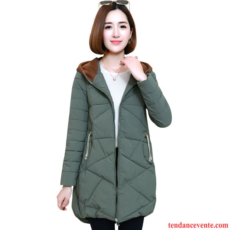 Doudoune A Capuche Fourrure Femme Vert Baggy Capuche Décontractée Pardessus Tous Les Assortis Matelassé Manteau En Coton Femme Hiver Renforcé Épissure Longue Argent