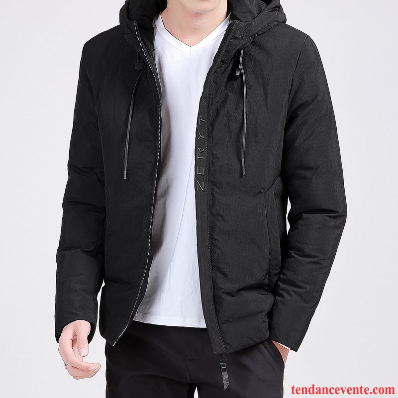 Doudoune Courte Homme Pardessus Court Hiver Renforcé Noir Tendance Homme Matelassé Manteau En Coton Capuche