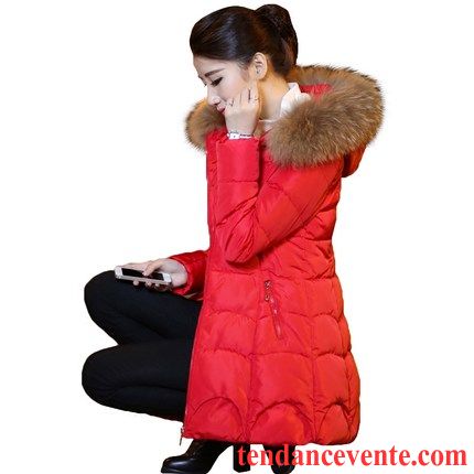 Doudoune Femme Noir Courte Femme Taillissime Grand Col De Fourrure Rouge Longue Renforcé Slim Gros Vêtements D'hiver