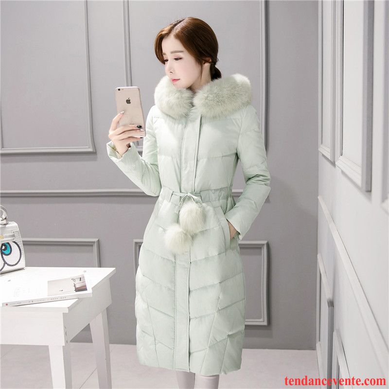 Doudoune Femme Pas Cher Avec Fourrure Vert Slim Blanc Ente Unten Vêtements D'hiver Pardessus Dame Longue Ambre Soldes