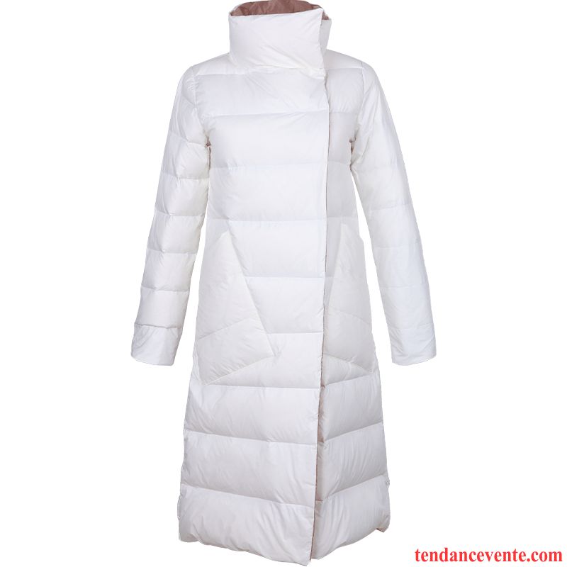 Doudoune Femme Reversible Ente Unten L'automne Hiver Longue Pardessus Blanc Foncé