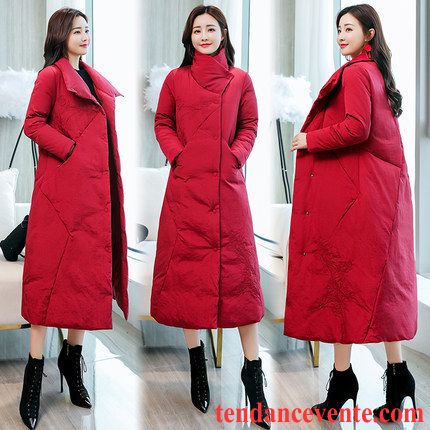 Doudoune Femme Ultra Slim Hiver Matelassé Longue Tendance Rouge