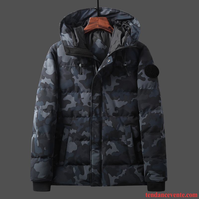 Doudoune Sans Manche Homme Noir Vêtements D'hiver Manteau En Coton Matelassée Bleu Tendance Renforcé Homme Camouflage Pardessus Taillissime Bleu Vente